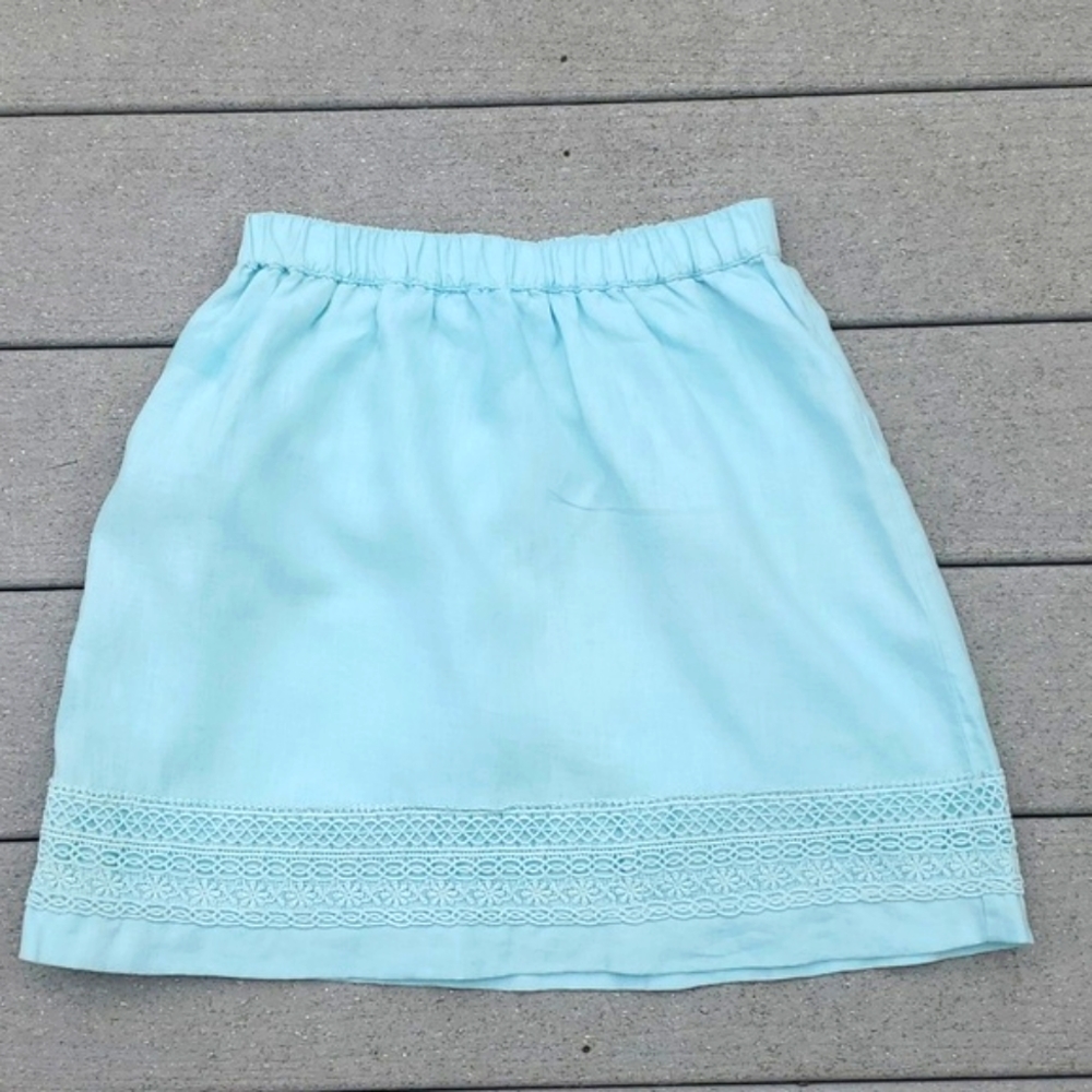 Banana Republic Crochet Hem Linen Elastic Waist Skirt
